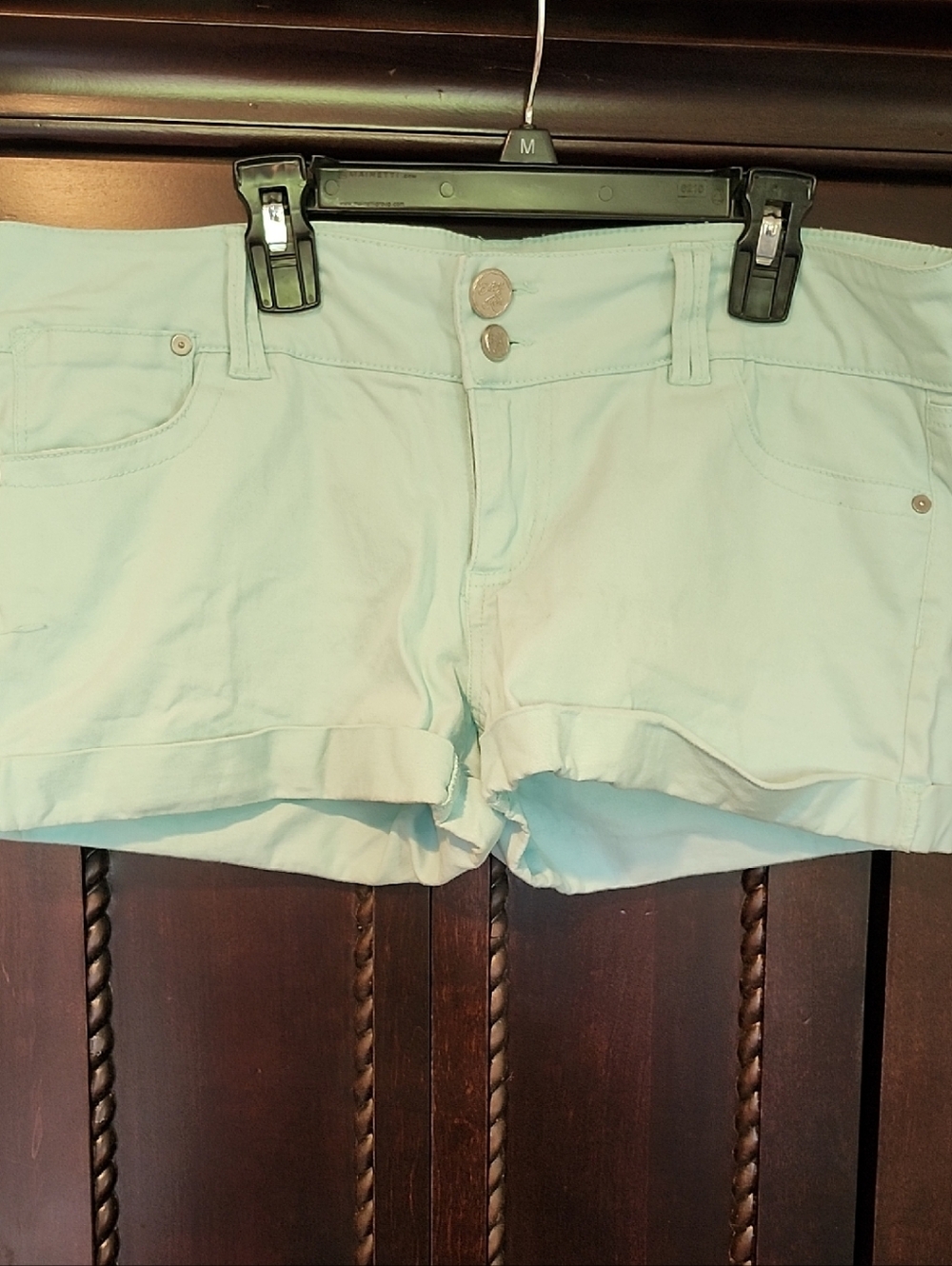 4/$20 Indigo Rein Women's Mint Green Cotton Shorts - Picture 1 of 6